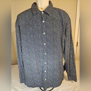 Gentlemen's Outfitters Mens 2X Navy Blue White Floral Ditsy Button Down Shirt‎